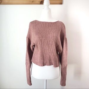 Topshop Crepe Pink Cropped Blouse Long Sleeve NWT Size 4